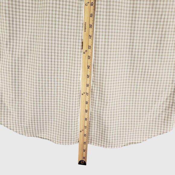 Paul Fredrick Mens Long Sleeve Button-Down Shirt White/Gray Checkered 16-35 - Picture 6 of 10